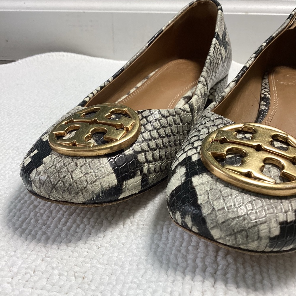 Women's Snakeskin Flats with Gold Accents